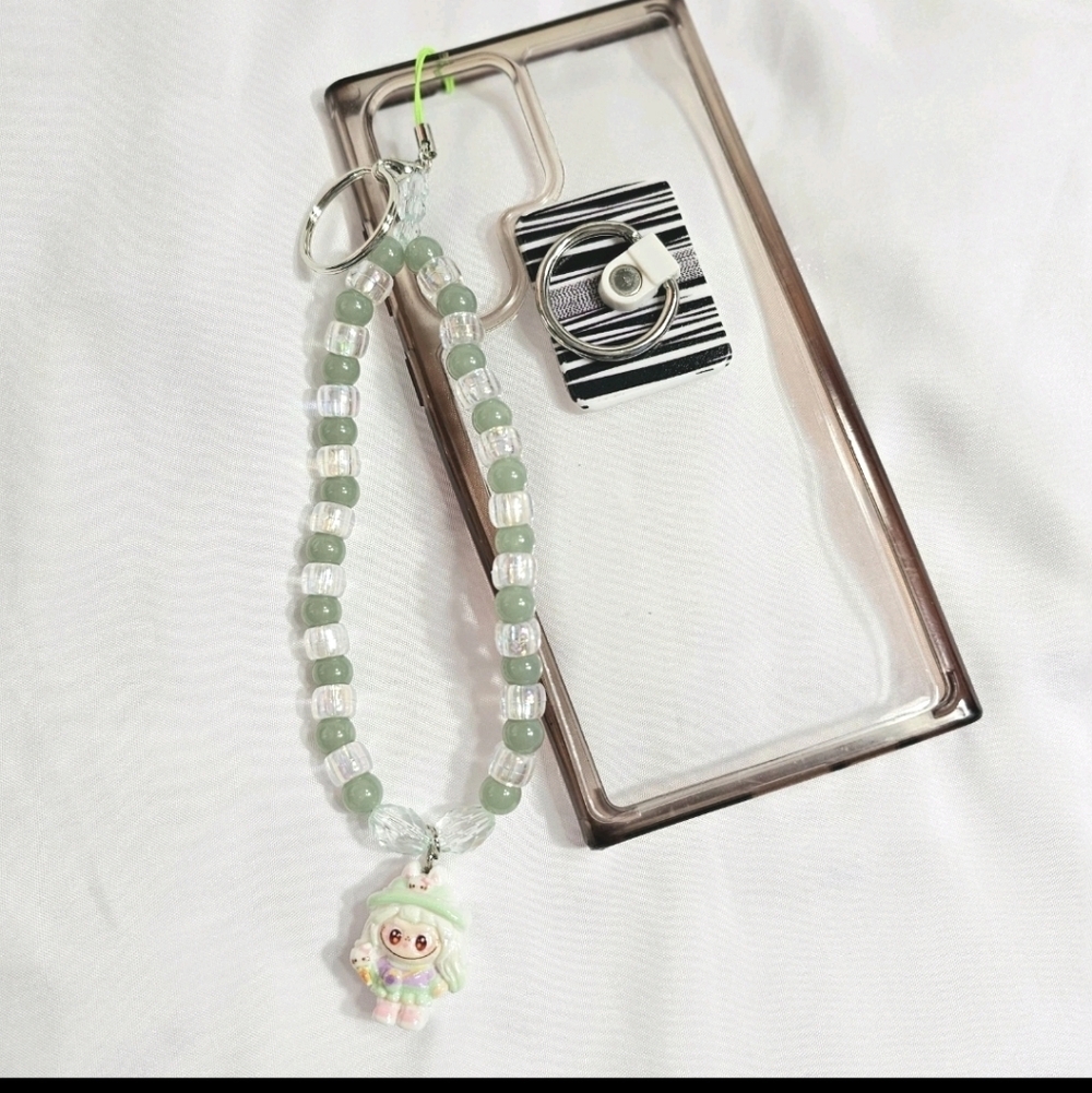 Cute Pastel Purple Girly Dainty Elegant Beaded Labubu Phone Charm or Wrist Strap - Picture 8 of 8